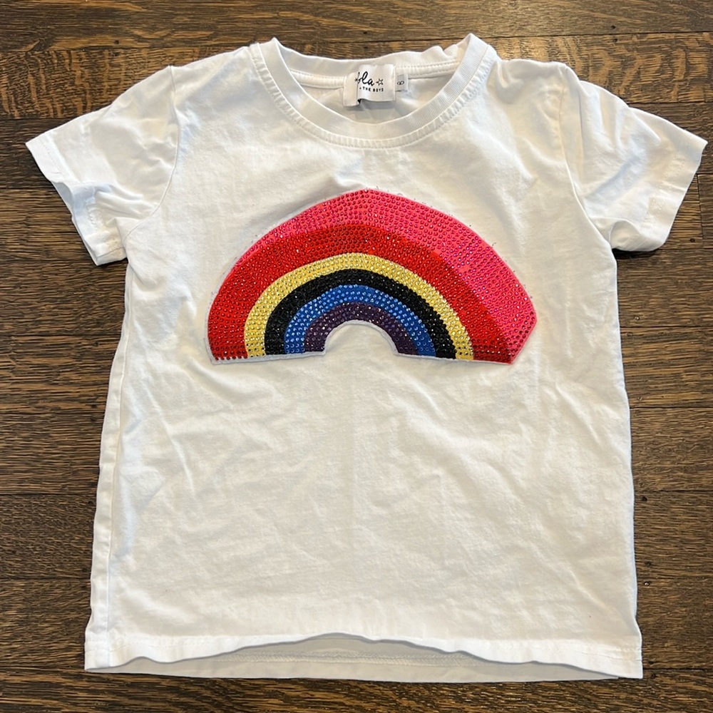 Lola & the boys crystal rainbow tee, girls size 6